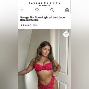 NEW WITH TAGS Savage x Fenty Not Sorry Lightly Lined Lace Balconette Bra